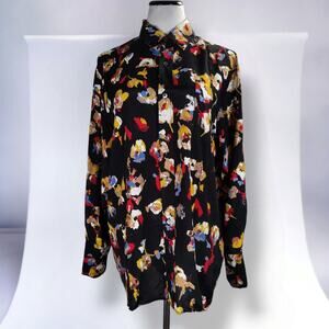 Hope Stockholm Crease Shirt Abstract Print Rayon Button Down Unisex Size 38